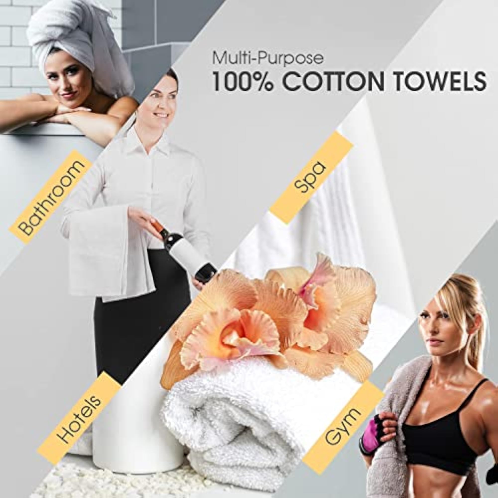 Ultra Soft 4 Piece Bath Towel Set, 100% Cotton
